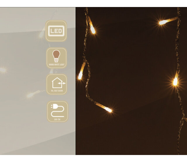 Luume Eiszapfen-Lichterkette 7 m mit 192 warmweißen LEDs, IP44