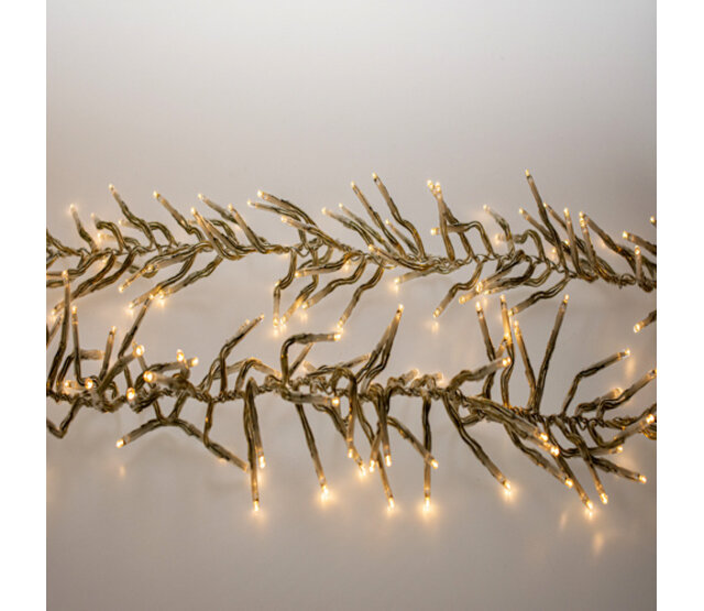 Cluster Weihnachtsbeleuchtung Dual Color: 1512 LEDs, 11 Meter, warmweiß & weiß, transparentes Kabel, IP44, innen und außen – LUKSUS