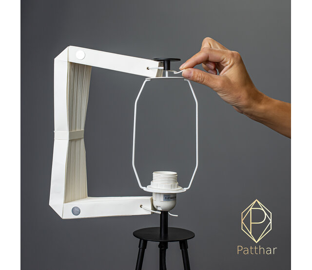 Moderne Stehlampe 3D Patthar 0015 mit LED-Streifen, Höhe 78 cm, Durchmesser 36 cm, stilvolles Design für Wohnzimmer oder Büro, energieeffizient, dimmbar, inklusive Fernbedienung