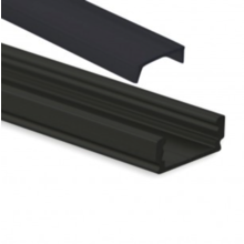 Schwarzes 6m LED-Profil 16,80x6,47mm mit schwarzer Abdeckung + Endkappen