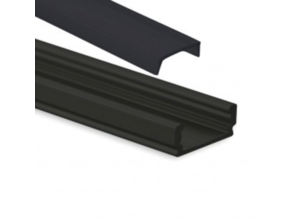 Schwarzes 6m LED-Profil 16,80x6,47mm mit schwarzer Abdeckung + Endkappen