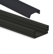 Schwarzes 6-Meter-LED-Aluminiumprofil 6 x 1 Meter, 16,80 mm x 6,47 mm – 01SCHWARZ mit schwarzer Abdeckung – 12 Endkappen & 12 Montageklammern für LED-Streifen Schwarzes 6-Meter-LED-Aluminiumprofil 6 x 1 Meter, 16,80 mm x 6,47 mm – 01SCHWARZ mit schwarzer Abdeckung – 12 Endkappen & 12 Montageklammern für LED-Streifen