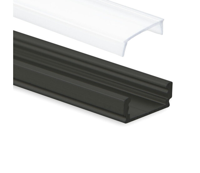 Schwarzes 6-Meter-LED-Aluminiumprofil 6 x 1 Meter, 16,80 mm x 6,47 mm – 01SCHWARZ mit schwarzer Abdeckung – 12 Endkappen & 12 Montageklammern für LED-Streifen Schwarzes 6-Meter-LED-Aluminiumprofil 6 x 1 Meter, 16,80 mm x 6,47 mm – 01SCHWARZ mit schwarzer Abdeckung – 12 Endkappen & 12 Montageklammern für LED-Streifen