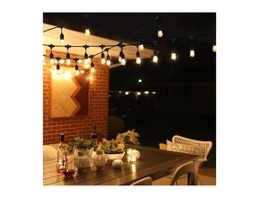 Verlängerbare LED Party-Lichterkette 10m mit 20 E27 Lampen – Außen Prikkabel