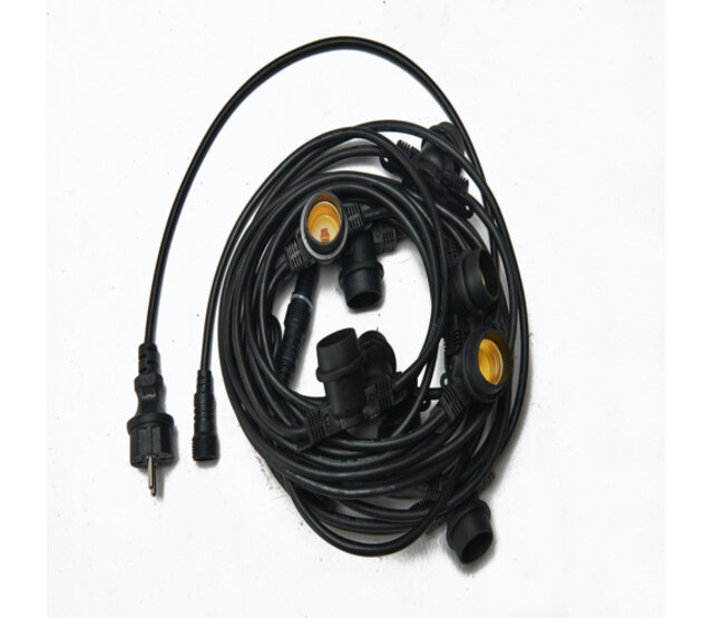 10m koppelbare LED Partybeleuchtung mit 20 E27 Sockeln – IP44 wasserfest, 230V, 20W, Steckverbindung, für Innen- und Außenbereich, warmweiß/kaltweiß, dimmbar 10m koppelbare LED Partybeleuchtung mit 20 E27 Sockeln – IP44 wasserfest, 230V, 20W, Steckverbindung, für Innen- und Außenbereich, warmweiß/kaltweiß, dimmbar