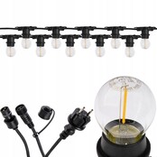 20m koppelbare LED-Lichterkette mit 20 E27-Fassungen – IP44 wetterfest, 230V, 20W, 3000K warmweiß, inkl. Steckverbinder & Verlängerungskabel für Garten, Terrasse & Events