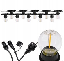 20m koppelbare LED-Lichterkette mit 20 E27-Fassungen – IP44 wetterfest, 230V, 20W, 3000K warmweiß, inkl. Steckverbinder & Verlängerungskabel für Garten, Terrasse & Events