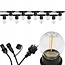 Luksus 20m koppelbare LED-Lichterkette mit 20 E27-Fassungen – IP44 wetterfest, 230V, 20W, 3000K warmweiß, inkl. Steckverbinder & Verlängerungskabel für Garten, Terrasse & Events