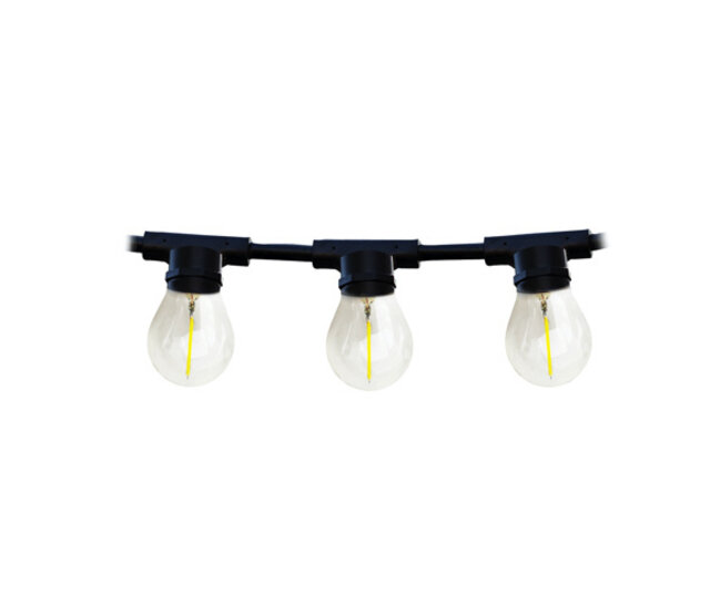 20m koppelbare LED-Lichterkette mit 20 E27-Fassungen – IP44 wetterfest, 230V, 20W, 3000K warmweiß, inkl. Steckverbinder & Verlängerungskabel für Garten, Terrasse & Events