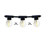 20m koppelbare LED-Lichterkette mit 20 E27-Fassungen – IP44 wetterfest, 230V, 20W, 3000K warmweiß, inkl. Steckverbinder & Verlängerungskabel für Garten, Terrasse & Events