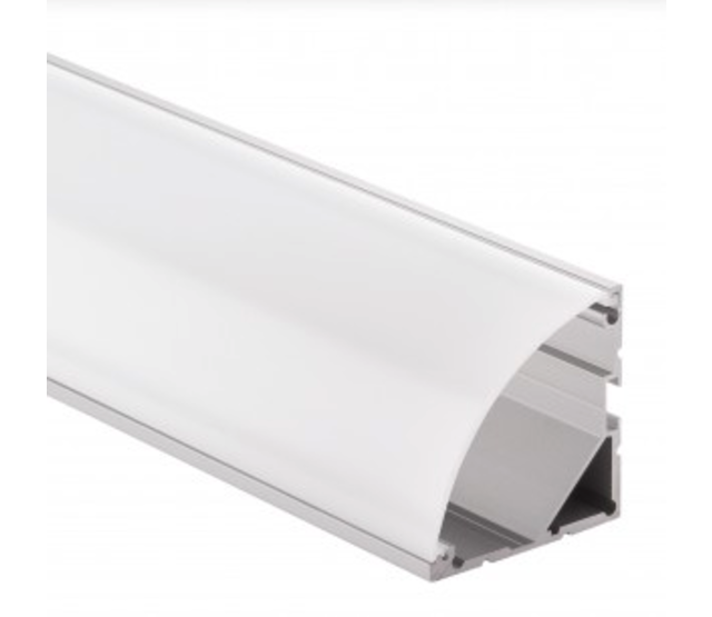 LED Streifen Aluminium-Hohlkammerprofil 1000mm, 40x40mm, mit gebogener Abdeckung – CXL19 gebogen, für LED-Beleuchtung, Montagezubehör, diffuses Licht, 1 Meter