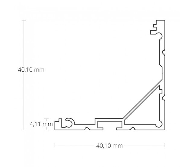 LED Streifen Aluminium-Hohlkammerprofil 1000mm, 40x40mm, mit gebogener Abdeckung – CXL19 gebogen, für LED-Beleuchtung, Montagezubehör, diffuses Licht, 1 Meter