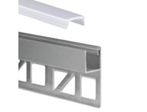 Schmales LED Fliesenprofil SLIMSTUC04 – 2 m, 33 × 11,9 mm | Mit opaler Klick-Abdeckung
