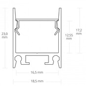 2m LED-Aluprofil mit opaler Klickabdeckung 18,5 mm x 23 mm für LED-Streifen – 18.2ALU – Hochwertiges Aluminiumprofil für indirekte Beleuchtung, 18,5 mm Nutbreite, 23 mm Höhe, inklusive Diffusor