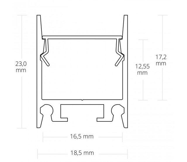 2m LED-Aluprofil mit opaler Klickabdeckung 18,5 mm x 23 mm für LED-Streifen – 18.2ALU – Hochwertiges Aluminiumprofil für indirekte Beleuchtung, 18,5 mm Nutbreite, 23 mm Höhe, inklusive Diffusor