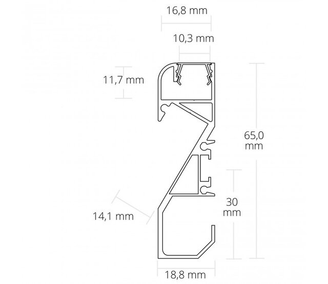 Schwarzes LED-Einbauprofil 2 Meter mit Schrägfläche 18,8 mm x 65 mm für LED-Streifen, F6SCHWARZ – Hochwertiges Aluminiumprofil für indirekte Beleuchtung, präzise Maße nach DIN-Norm Schwarzes LED-Einbauprofil 2 Meter mit Schrägfläche 18,8 mm x 65 mm für LED-Streifen, F6SCHWARZ – Hochwertiges Aluminiumprofil für indirekte Beleuchtung, präzise Maße nach DIN-Norm
