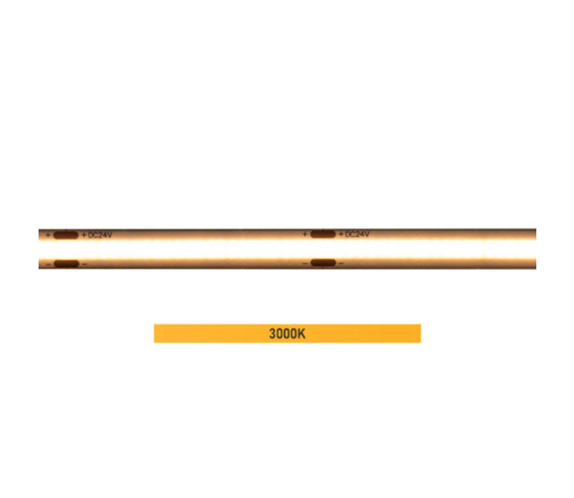 PRO COB LED Streifen 3000K Warmweiß 9W 1020LM 480LED/m IP20 24V DC CRI90 – 5m für Innenbeleuchtung PRO COB LED Streifen 3000K Warmweiß 9W 1020LM 480LED/m IP20 24V DC CRI90 – 5m für Innenbeleuchtung