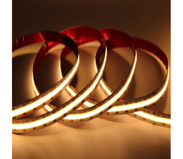 Hochleistungs-COB-LED-Streifen 3000K Warmweiß, 10W, 2000LM, 256LED/m, 24VDC, IP20, 5 Meter – Energieeffiziente Beleuchtung für Innenräume Hochleistungs-COB-LED-Streifen 3000K Warmweiß, 10W, 2000LM, 256LED/m, 24VDC, IP20, 5 Meter – Energieeffiziente Beleuchtung für Innenräume