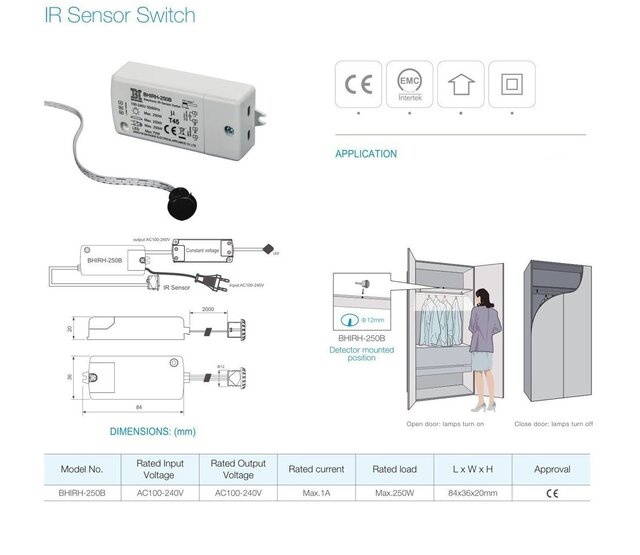 IR-Sensor LED-Schaltkasten-Dimmer mit Infrarot-Fernbedienung – WZB-2-IR für LED-Streifen, 12-24V, 6A, 72W, PWM-Dimmung, Einbau-Schalter, kompatibel mit RGB/LED-Streifen IR-Sensor LED-Schaltkasten-Dimmer mit Infrarot-Fernbedienung – WZB-2-IR für LED-Streifen, 12-24V, 6A, 72W, PWM-Dimmung, Einbau-Schalter, kompatibel mit RGB/LED-Streifen