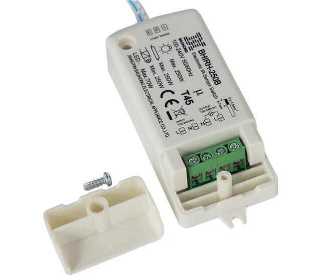 IR-Sensor LED-Schaltkasten-Dimmer mit Infrarot-Fernbedienung – WZB-2-IR für LED-Streifen, 12-24V, 6A, 72W, PWM-Dimmung, Einbau-Schalter, kompatibel mit RGB/LED-Streifen IR-Sensor LED-Schaltkasten-Dimmer mit Infrarot-Fernbedienung – WZB-2-IR für LED-Streifen, 12-24V, 6A, 72W, PWM-Dimmung, Einbau-Schalter, kompatibel mit RGB/LED-Streifen