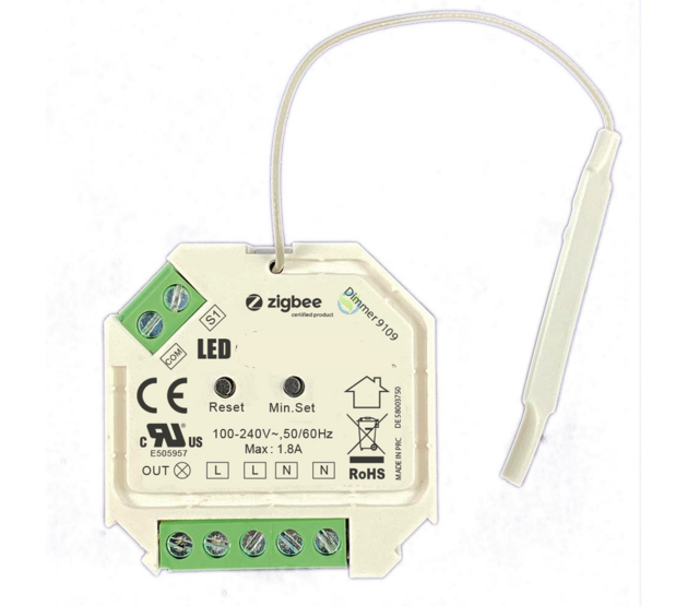 Zigbee-kompatibler drahtloser LED-Dimmer für LED-Streifen – Fase LED Dimmer ZIGBEE9109 – Steuerung per App, max. 150W, 12-24V DC, dimmbar, für smarte Beleuchtungslösungen Zigbee-kompatibler drahtloser LED-Dimmer für LED-Streifen – Fase LED Dimmer ZIGBEE9109 – Steuerung per App, max. 150W, 12-24V DC, dimmbar, für smarte Beleuchtungslösungen