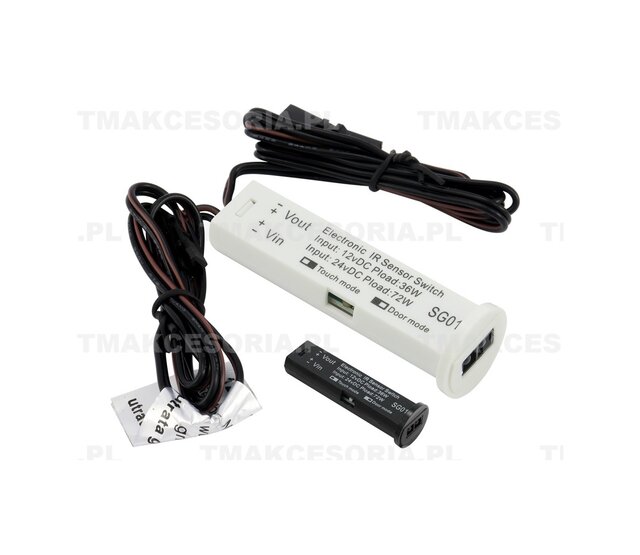 Infrarot LED-Schalter für einfarbige LED-Streifen – WUN-SO1-IR Weiß | Kompatibel mit 12V/24V DC, 6A Max. | IR-Fernbedienung, Ein/Aus-Dimmer | Ideal für Innen- und Außenbeleuchtung