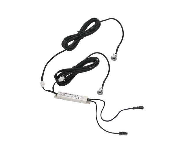 Infrarot-LED-Dimmer DUO WDP-5B-IR mit Doppelsensor für LED-Streifen, 12-24V DC, 5A max, PWM-Technologie, Reichweite bis 8m, Einbau- oder Aufputzmontage, ideal für Wohn- und Gewerberäume