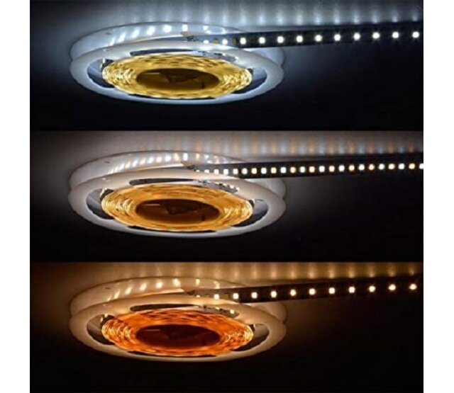 LED Streifen Dual White 2700K–6500K, 19,2W, 1730LM, 120 LEDs/m, 12V DC, IP20, 5m – dimmbare Beleuchtung für Innenräume LED Streifen Dual White 2700K–6500K, 19,2W, 1730LM, 120 LEDs/m, 12V DC, IP20, 5m – dimmbare Beleuchtung für Innenräume