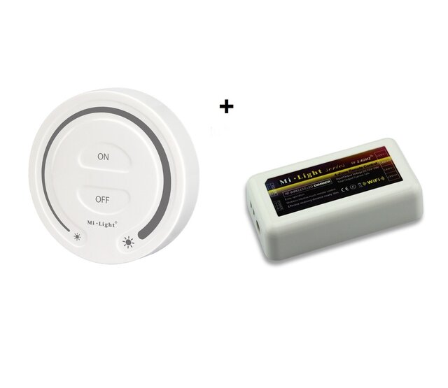 Drahtloses Dimmer-Set mit Aufputz-Wanddimmer – Milight FUT087 Fernbedienung + Controller für LED-Streifen und RGBW-Lampen, 2,4 GHz Funk, max. 1000 W, kompatibel mit Smart-Home-Systemen