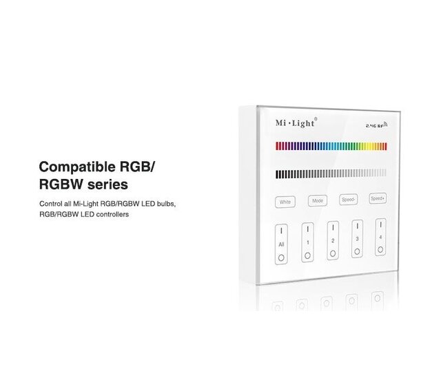 LED Streifen RGB/RGBW/RGBWW Wanddimmer draadlos 4-Zonen – B3 | 24V/12V, 144W max, App-Steuerung, Touch-Bedienung, Smart Home-fähig, dimmbar, 2,4 GHz Funktechnologie LED Streifen RGB/RGBW/RGBWW Wanddimmer draadlos 4-Zonen – B3 | 24V/12V, 144W max, App-Steuerung, Touch-Bedienung, Smart Home-fähig, dimmbar, 2,4 GHz Funktechnologie