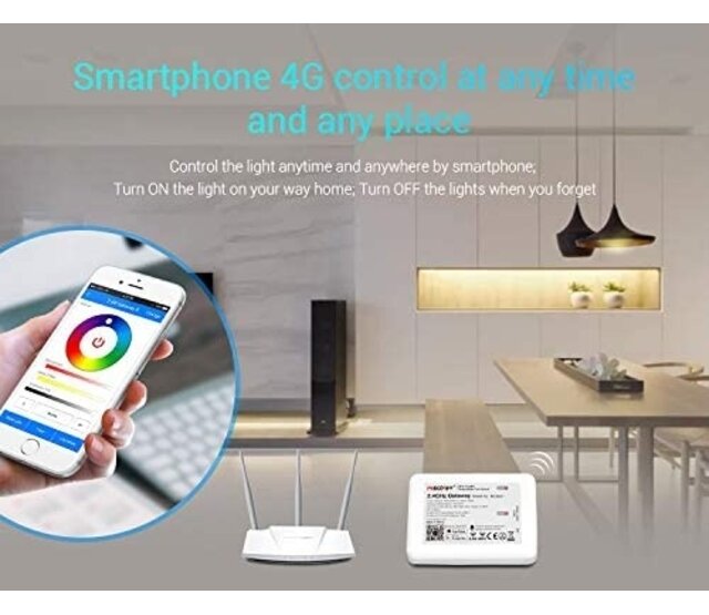 Google Home-kompatibles WLAN LED-Modul – MiBoxer WLAN Controller für LED-Streifen, RGB & RGBW, 12V/24V, 5A, dimmbar, App-Steuerung, Smart Home Integration, 2,4 GHz WLAN