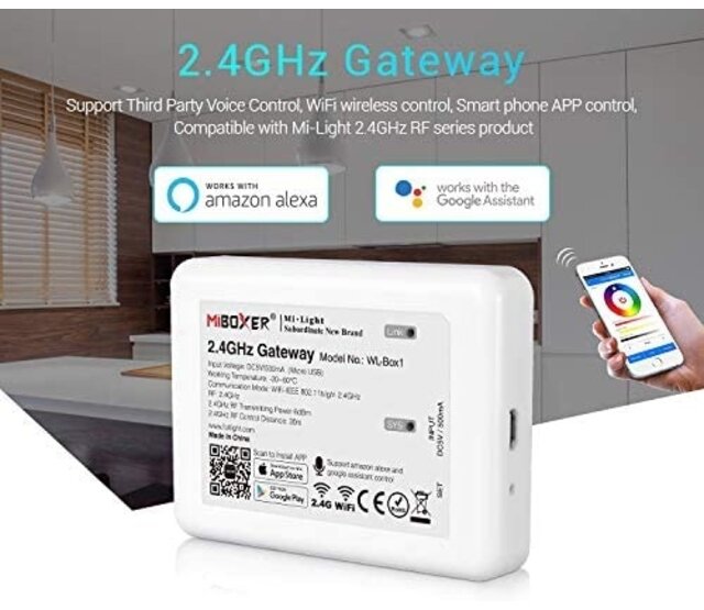 Google Home-kompatible WIFI LED-Modul – MiBoxer WIFI-Modul für LED-Streifen, RGB & RGBW, 24V/12V, 5A, App-Steuerung, Smart Home Integration, dimmbar, 2,4 GHz WLAN, deutsche Technik Google Home-kompatible WIFI LED-Modul – MiBoxer WIFI-Modul für LED-Streifen, RGB & RGBW, 24V/12V, 5A, App-Steuerung, Smart Home Integration, dimmbar, 2,4 GHz WLAN, deutsche Technik