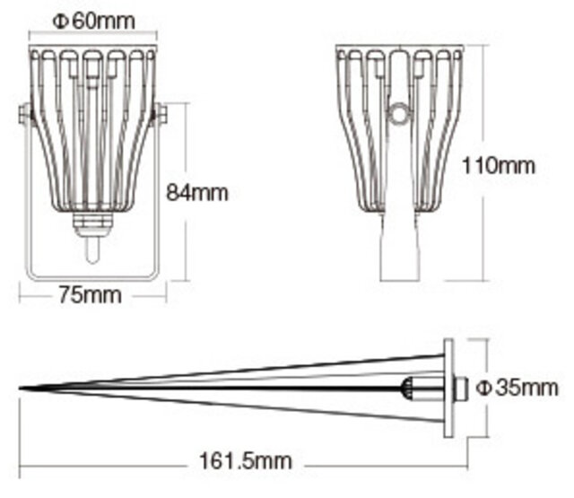 Mi-Light 6W RGBCCT LED Gartenstrahler 220V mit Farb- und Dual-Weiß-Technologie, dimmbar, IP20, für Außenbeleuchtung und Garten