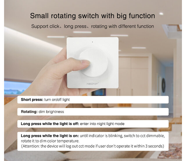 MiBoxer draadloser LED Wanddimmer K1 – Funk-Wanddimmer für LED Streifen, 24V/12V, 144W max., Touch-Bedienung, kompatibel mit Smart-Home-Systemen, einfache Montage, inkl. Fernbedienung MiBoxer draadloser LED Wanddimmer K1 – Funk-Wanddimmer für LED Streifen, 24V/12V, 144W max., Touch-Bedienung, kompatibel mit Smart-Home-Systemen, einfache Montage, inkl. Fernbedienung