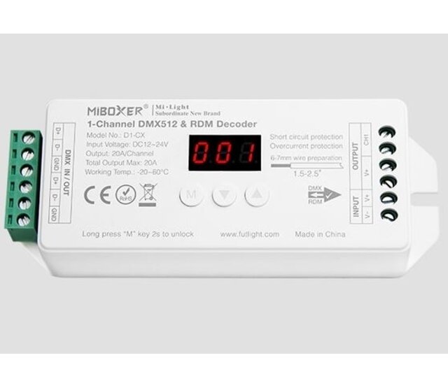 MiBOXER D4-CX DMX Controller 512 Kanäle, 4-Kanal Konstantspannung, 12-24V DC, Steuerung für RGBW LED-Streifen, DMX512 & RDM kompatibel, professionelle Lichtsteuerung