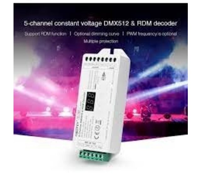 MiBOXER D5-CX DMX Controller 512, 5-Kanalig, 12-24V DC, Steuerung für LED-Streifen, RGBW-LEDs & DMX-Geräte, kompatibel mit 512 Kanälen, ideal für Lichtshows & Veranstaltungen