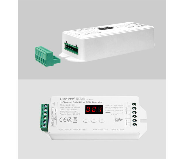 MiBOXER D5-CX DMX Controller 512, 5-Kanalig, 12-24V DC, Steuerung für LED-Streifen, RGBW-LEDs & DMX-Geräte, kompatibel mit 512 Kanälen, ideal für Lichtshows & Veranstaltungen