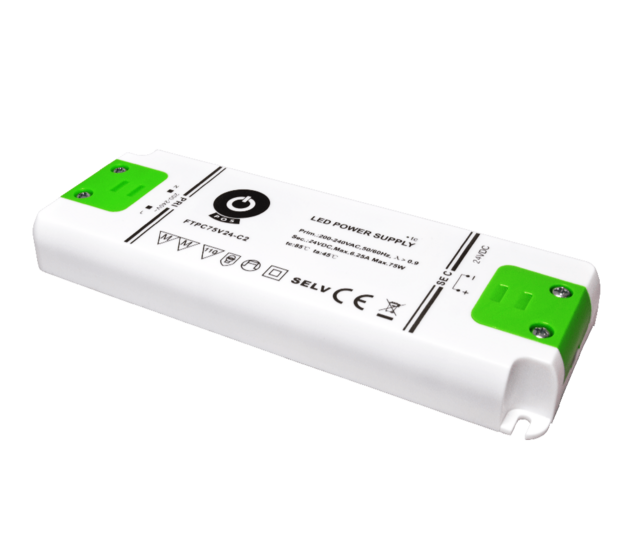Kompakte LED-Treiber 75 Watt 24 Volt 3,13 Ampere – IP20 – FTPC75V24-C (Nicht dimmbar) – Ideal für LED-Streifen & Beleuchtung Kompakte LED-Treiber 75 Watt 24 Volt 3,13 Ampere – IP20 – FTPC75V24-C (Nicht dimmbar) – Ideal für LED-Streifen & Beleuchtung