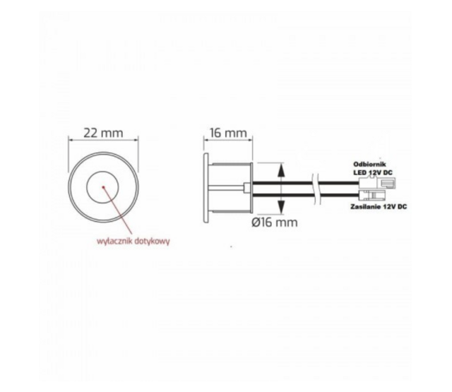 Schwarzer Einbau-LED-Touch-Dimmer WDS5 Schwarz, 12-24V DC, 6A, IP20, 55x55 mm, kompatibel mit monochromen LED-Streifen
