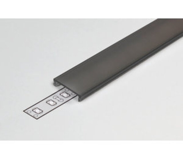 2 Meter LED-Streifen-Abdeckung schwarz, lose – Zwarte LED-Profilabdeckung für Einbau, 09ZWART, 09INBOUW-ZWART, 09INBOUW – Technische Abdeckung für LED-Streifen, 200 cm, schwarz
