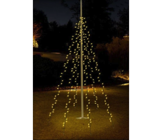 180 cm Fahnenmast-Beleuchtung mit 120 warmweißen LEDs – Energieeffiziente LED-Streifen, wetterfest, inkl. Montagezubehör – Super Angebot für Garten, Terrasse oder Einfahrt – Basic-Ausführung