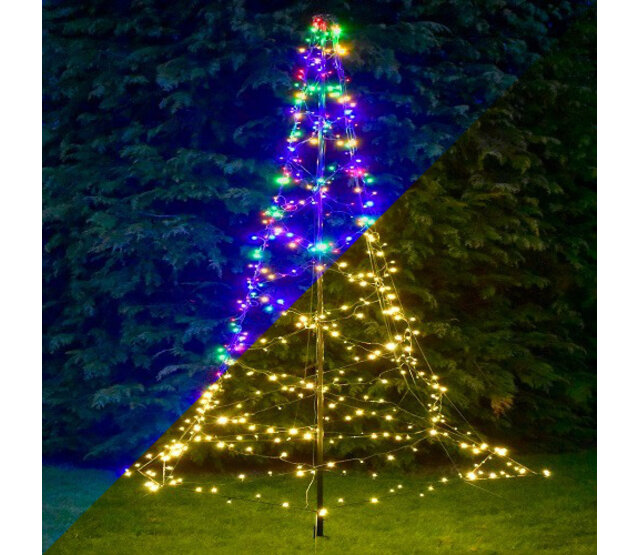 LED-Weihnachtsbaum für Fahnenmast, 4 Meter, 640 LEDs, RGB & Warmweiß, IP65 wasserdicht, 24V, 4-fach Beleuchtung, LUKSUS, Außendekoration, 400 cm, Steuerung per Fernbedienung LED-Weihnachtsbaum für Fahnenmast, 4 Meter, 640 LEDs, RGB & Warmweiß, IP65 wasserdicht, 24V, 4-fach Beleuchtung, LUKSUS, Außendekoration, 400 cm, Steuerung per Fernbedienung