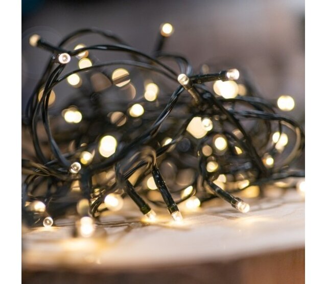 14,5 m LED Lichterkette mit 192 warmweißen LEDs – batteriebetriebene Weihnachtsbeleuchtung mit 8 Modi und Timerfunktion
