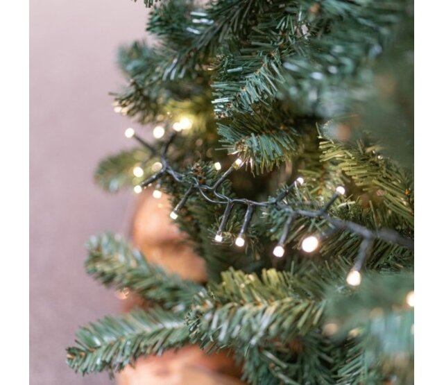 Starter-Set – 6 m LED Cluster-Lichterkette, 200 LEDs, extra warmweiß (2700K), 24V, IP44, BASIC – Weihnachtsbeleuchtung für Innen- und Außenbereich