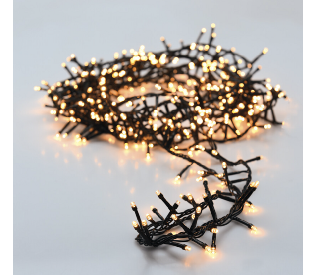Starter-Set – 6 m LED Cluster-Lichterkette, 200 LEDs, extra warmweiß (2700K), 24V, IP44, BASIC – Weihnachtsbeleuchtung für Innen- und Außenbereich