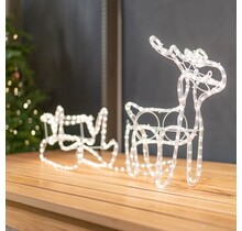 Arrenslee mit Rentier, 2-teiliges Set, 120 cm für den Außenbereich, 324 LED-Streifen, wetterfest, inkl. Montagematerial – Weihnachtsdeko mit energieeffizienter LED-Beleuchtung, ideal für Garten, Terrasse oder Hausfassade