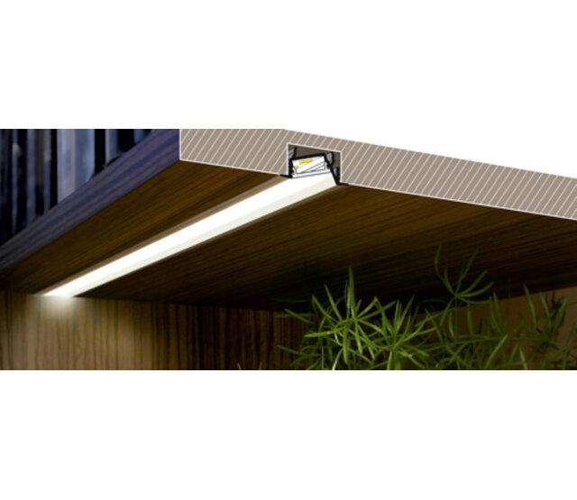 Diagonal-Einbauprofil für LED-Streifen, 1 Meter, opale Klickabdeckung, 30 mm x 12,7 mm, Aluminium, C22ALU – ideal für indirekte Beleuchtung Diagonal-Einbauprofil für LED-Streifen, 1 Meter, opale Klickabdeckung, 30 mm x 12,7 mm, Aluminium, C22ALU – ideal für indirekte Beleuchtung
