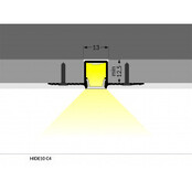 LED Trockenbauprofil Trimless10ALU – 50,4 × 14,7 mm, 2 m, mit opaler Klick-Abdeckung | Trimless-Optik für schmale LED Streifen bis 10 mm