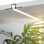 LED Trockenbauprofil Trimless10ALU – 50,4 × 14,7 mm, 2 m, mit opaler Klick-Abdeckung | Trimless-Optik für schmale LED Streifen bis 10 mm