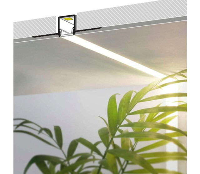 LED Trockenbauprofil Trimless10ALU – 50,4 × 14,7 mm, 2 m, mit opaler Klick-Abdeckung | Trimless-Optik für schmale LED Streifen bis 10 mm
